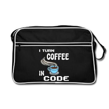 Developer Computerfreak Statement Programmierer - Retro Tasche - Schwarz/Weiß - Vorne