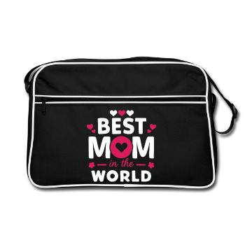 Beste Mutter der Welt - Retro Tasche - Schwarz/Weiß - Vorne