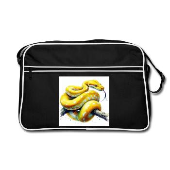 Gelbe Python - Retro Tasche - Schwarz/Weiß - Vorne