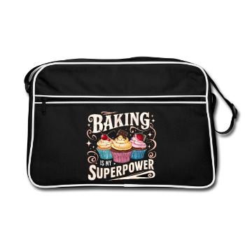Baking is my Superpower Birth Announcement - Retro Bag - black/white - Front