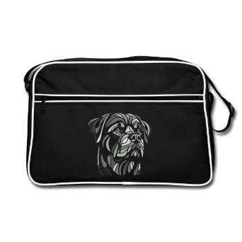 Tête de rottweiler art géométriquenoir et blanc - Sac Retro - noir/blanc - Devant
