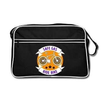 Tanken Statement Fahrrad Energiespeicher Antrieb - Retro Tasche - Schwarz/Weiß - Vorne