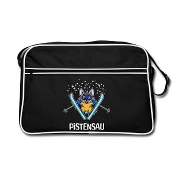 Wintersport Eishockey Snowboard Biathlon Spruch - Retro Tasche - Schwarz/Weiß - Vorne