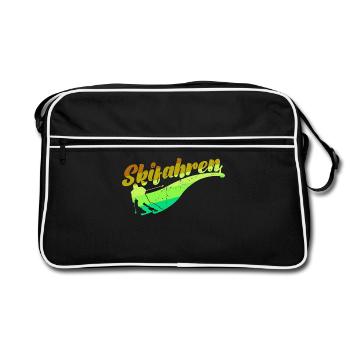 Schifahren Winter Skifahrer Wintersport Skiurlaub - Retro Tasche - Schwarz/Weiß - Vorne