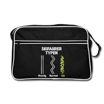 Schifahren Wintersport Schifahrer Statement Winter - Retro Tasche - Schwarz/Weiß - Vorne