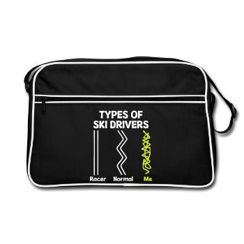 Wintersaison Statement Schifahren Wintersport - Retro Tasche - Schwarz/Weiß - Vorne