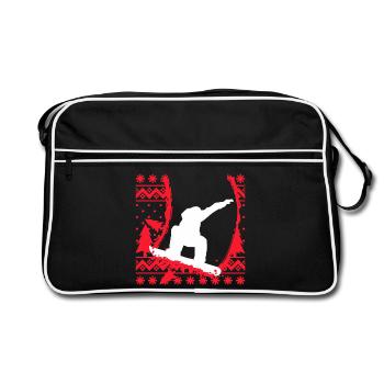 Wintersaison Schifahrer Schifahren Wintersport - Retro Tasche - Schwarz/Weiß - Vorne
