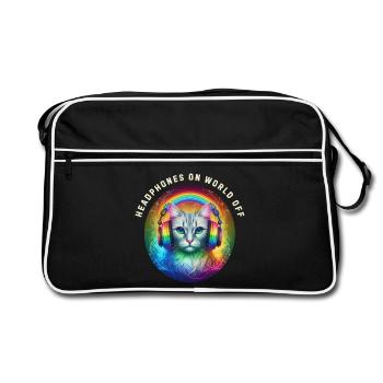 LGBT. Casque sur le monde éteint - Sac Retro - noir/blanc - Devant