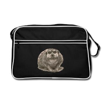 Meerkat sitting in the sand - Retro Bag - black/white - Front