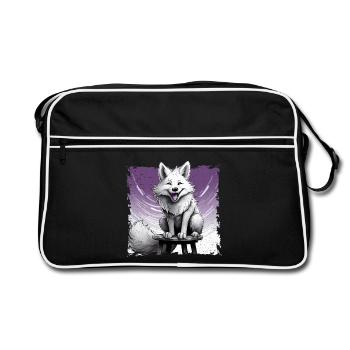 Fox comic, laughing, sitting on stool | Poster - Retro Bag - black/white - Front
