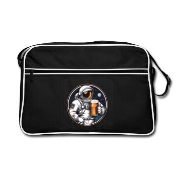 Astronaute avec de la bière dans l’espace - Sac Retro - noir/blanc - Devant