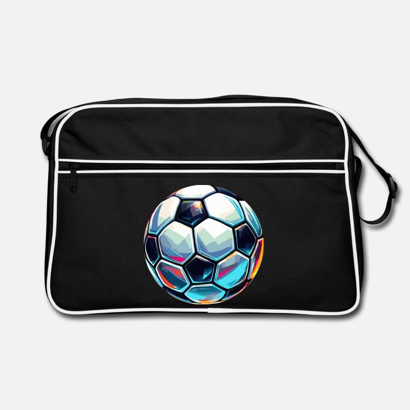 Bunt schimmernder Fußball mit Lichtreflexe Retro Tasche