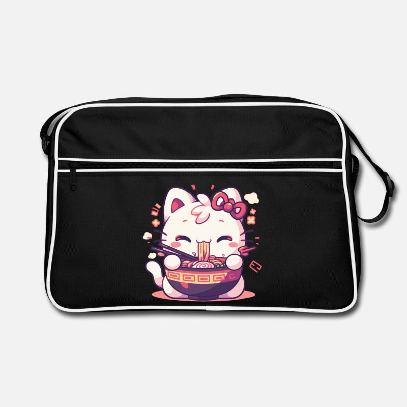 Katze isst Ramen Retro Tasche