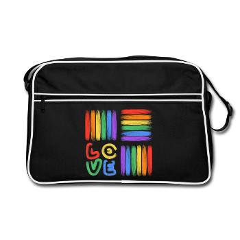 Rainbow Love Brush Art - Retro Bag - black/white - Front