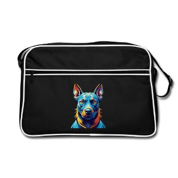 Blue Thai Ridgeback Dog Breed Cartoon Kawaii - Retro Bag - black/white - Front