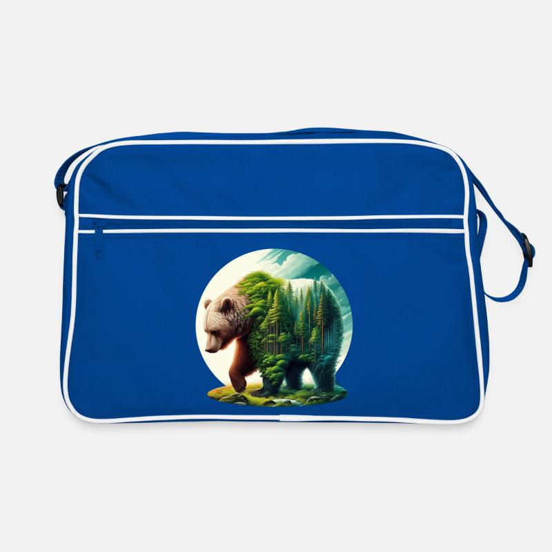 Ours avec forêt en silhouette Sac Retro