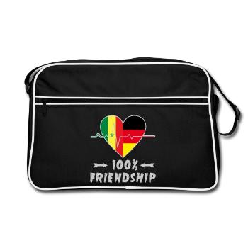 100 % amitié entre le Sénégal et l'Allemagne - Sac Retro - noir/blanc - Devant