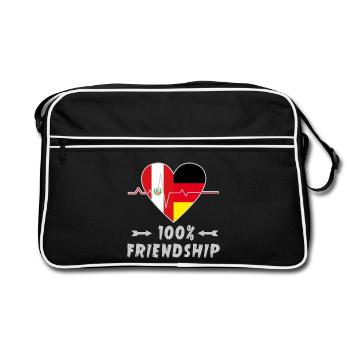 L'amitié entre le Pérou et l'Allemagne - Sac Retro - noir/blanc - Devant