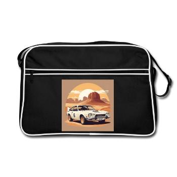Voiture de Rally dans le Désert - Sac Retro - noir/blanc - Devant