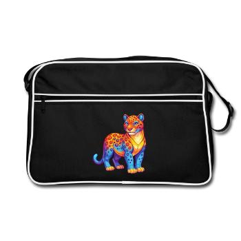 Amur Leopard Colorful Kawaii Cartoon Character - Retro Bag - black/white - Front