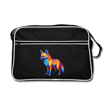 Aardwolf coloré Kawaii Dessin animé Personnage Clipart - Sac Retro - noir/blanc - Devant