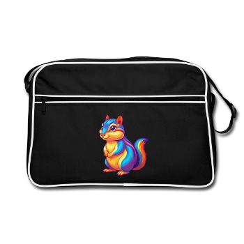 Chipmunk Colorful Kawaii Cartoon Character Clipart - Retro Bag - black/white - Front