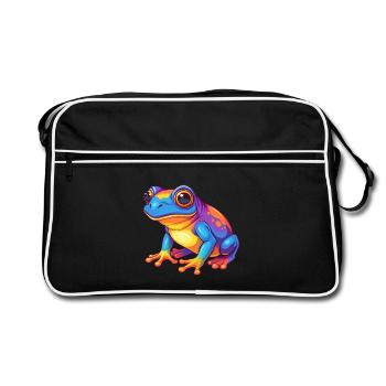 grenouille coloré kawaii personnage de dessin animé clipart - Sac Retro - noir/blanc - Devant
