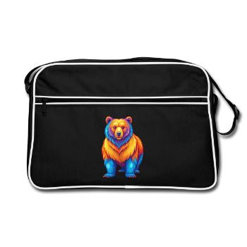 ours coloré kawaii dessin animé personnage clipart - Sac Retro - noir/blanc - Devant