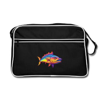 Barracuda Bunte Kawaii Cartoon Figur Tier - Retro Tasche - Schwarz/Weiß - Vorne