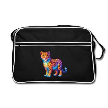 Leopard Colorful Kawaii Cartoon Character Clipart - Retro Bag - black/white - Front
