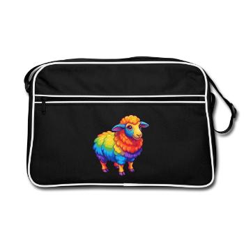 mouton coloré kawaii dessin animé personnage clipart - Sac Retro - noir/blanc - Devant