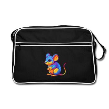 mouse Colorful Kawaii Cartoon Character Clipart - Retro Bag - black/white - Front