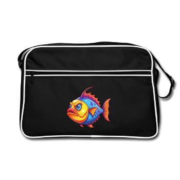 Poisson hachette des profondeurs Dessin animé Kawaii coloré - Sac Retro - noir/blanc - Devant