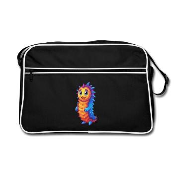 concombre de mer coloré kawaii dessin animé animal marin - Sac Retro - noir/blanc - Devant