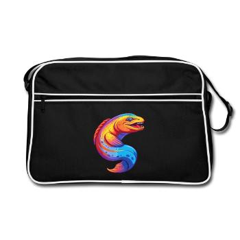 Murène Coloré Kawaii Dessin animé Animal marin - Sac Retro - noir/blanc - Devant