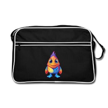 Sea Squirt Coloré Kawaii Dessin animé Animal marin - Sac Retro - noir/blanc - Devant