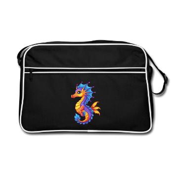Leafy Sea Dragon Colorful Kawaii Cartoon Clipart - Retro Bag - black/white - Front