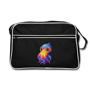 Seiche Coloré Kawaii Dessin Animé Animal Marin - Sac Retro - noir/blanc - Devant