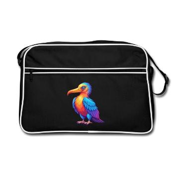Frégate oiseau coloré Kawaii dessin animé Personnage oiseau - Sac Retro - noir/blanc - Devant