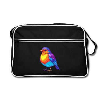 Amerikanischer Robin Bunte Kawaii Zeichentrickfigur - Retro Tasche - Schwarz/Weiß - Vorne