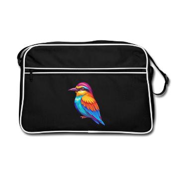 Bee Eater Colorful Kawaii Cartoon Character Bird - Retro Bag - black/white - Front
