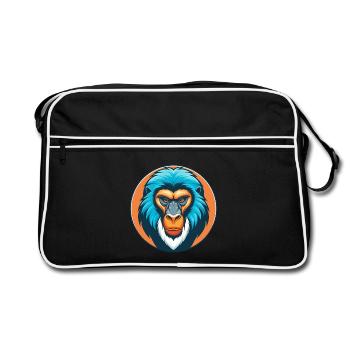 Mandrill Cute Kawaii Cartoon Animal Pet Logo - Retro Bag - black/white - Front