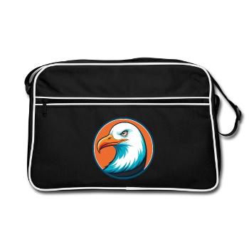 Seagull Cute Funny Kawaii Cartoon Animal Pet Logo - Retro Bag - black/white - Front