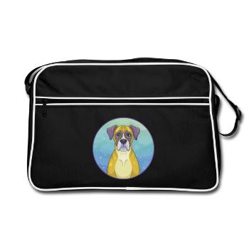Boxer Chien Mignon Kawaii Dessin animé Clipart Animal Animal de compagnie - Sac Retro - noir/blanc - Devant