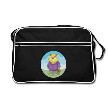 Gopher Cute Kawaii Cartoon Clipart Animal Pet - Retro Bag - black/white - Front