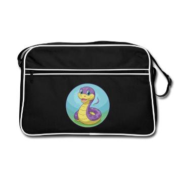 Serpent Mignon Kawaii Dessin animé Clipart Animal Animal de compagnie - Sac Retro - noir/blanc - Devant
