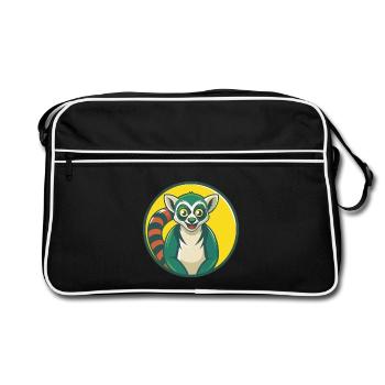 Lemur Cute Kawaii Cartoon Clipart Pet Animal - Retro Bag - black/white - Front