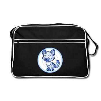 Aardwolf Bleu Kawaii Dessin Animé Personnage Clipart Animal de compagnie - Sac Retro - noir/blanc - Devant