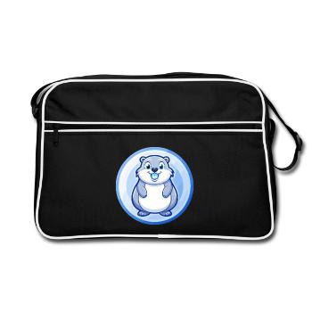 Gopher Blue Kawaii Cartoon Character Clipart Pet - Retro Bag - black/white - Front