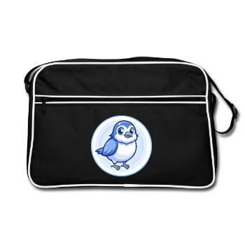 Sparrow Blue Kawaii Cartoon Character Clipart Pet - Retro Bag - black/white - Front